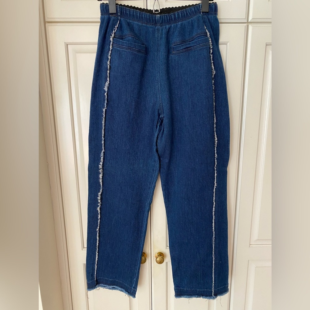 Citron Bleu highwaist pull on Jeans elastic waistband cotton blend women M